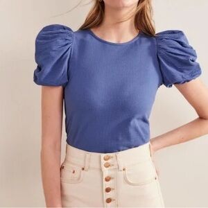 Boden Indigo Puff Sleeve Blouse size 8